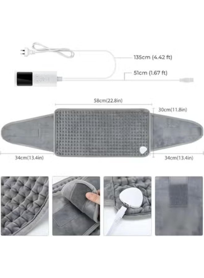 Extra Large Electric Heating Pad Wrap - 12'' x 50'' Heat Belt for Back, Neck, and Shoulder Pain Relief - 9 Heat Levels & Auto Shut-Off for Period Cramps - Image 3